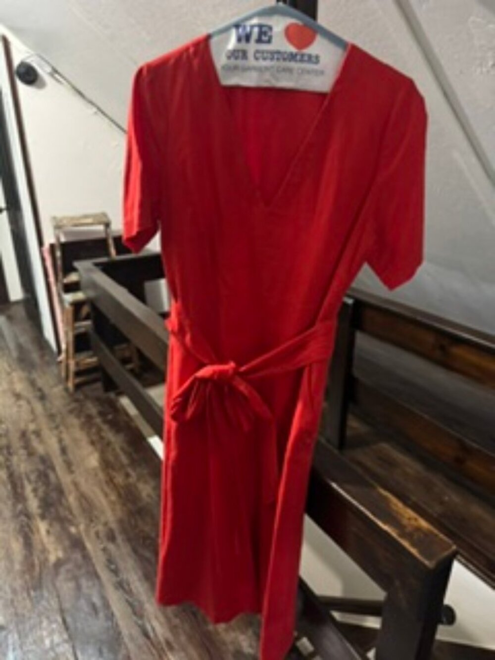 Boden Red Cotton Short Sleeve Tie Waist Midi Dress | Size 12L Long